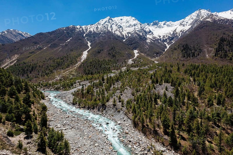 Himalayas and Baspa River. Sangla valley