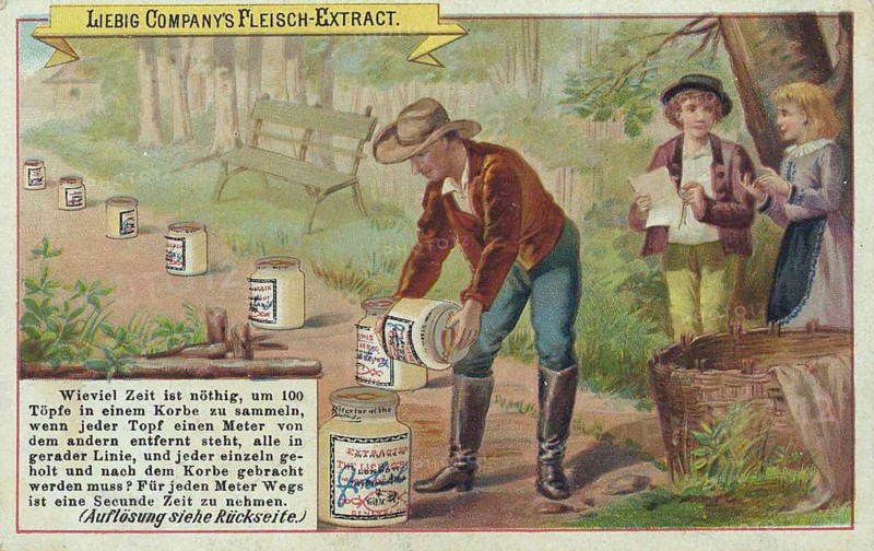 Picture series puzzle: How much time is needed to collect 100 pots in a basket