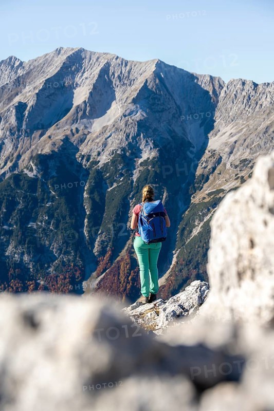 Hiker between rocks