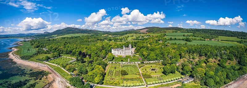 Dunrobin Castle and Gardens from a drone