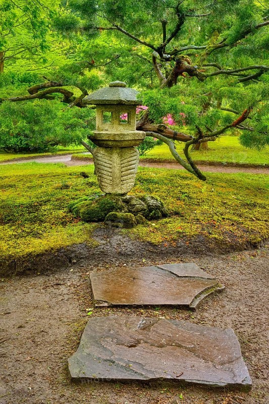 Stone lantern in Japanese garden