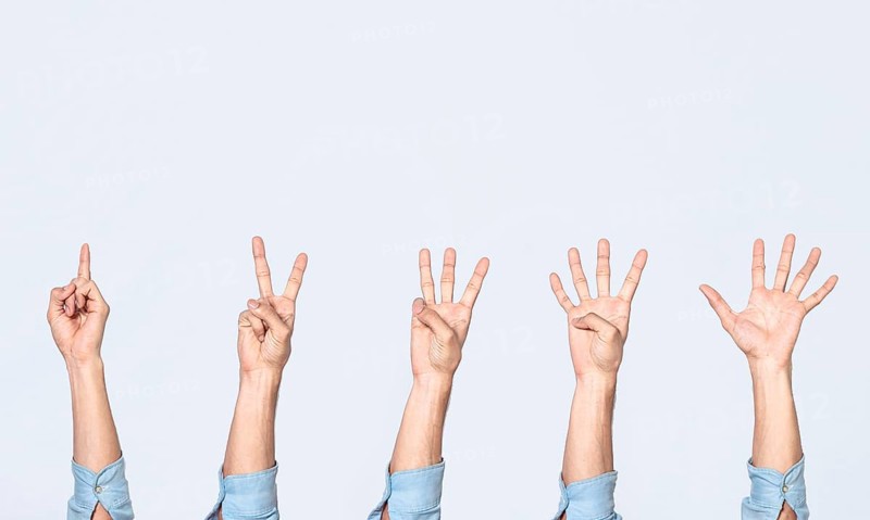 Hands counting countdown