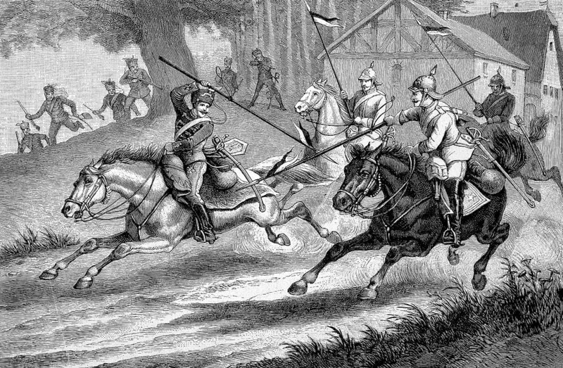 Prussian Hussars and Cuirassiers armed with lances