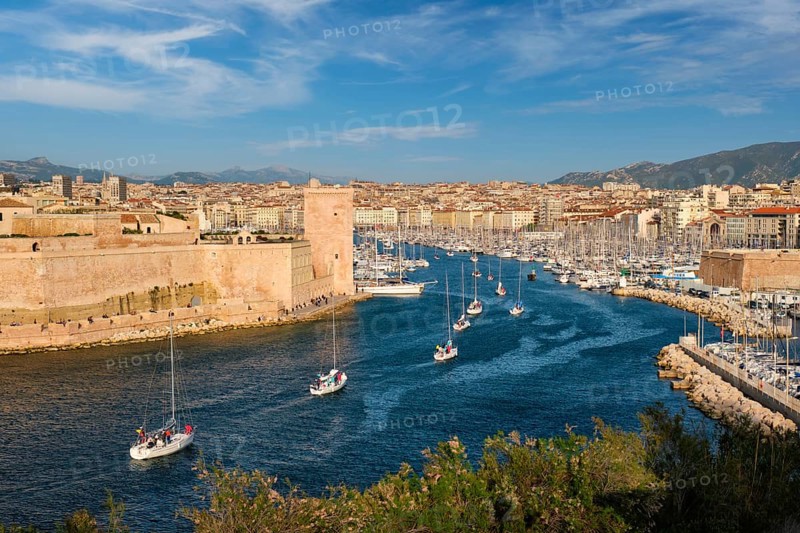 Yachts coming from boat regatta to Marseille Old Port