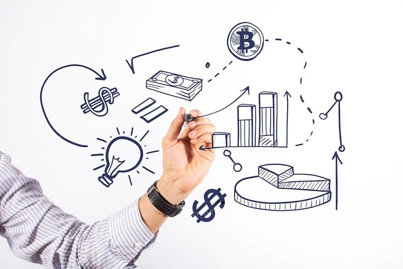 Business man drawing finance
