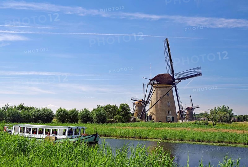 Historic windmills on a canal