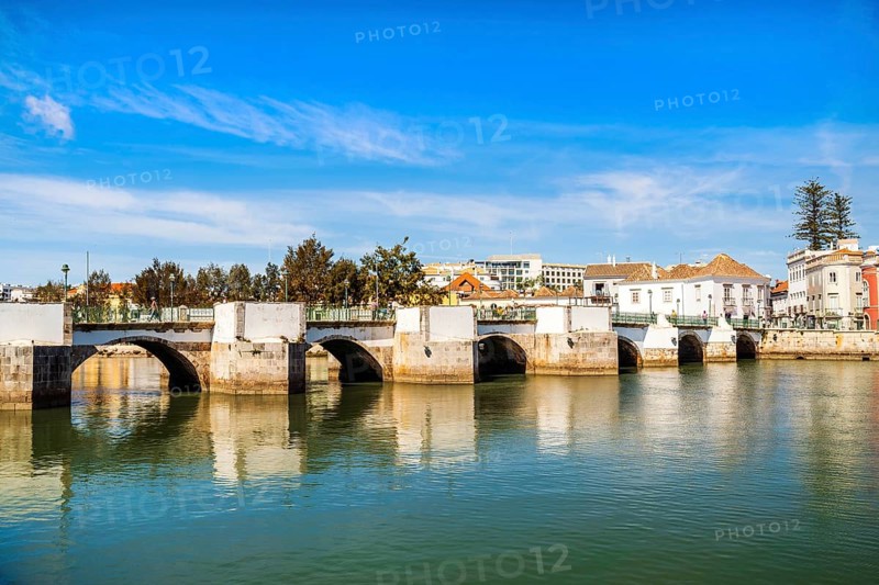 Beautiful cityscape of historic Tavira by Gilao river