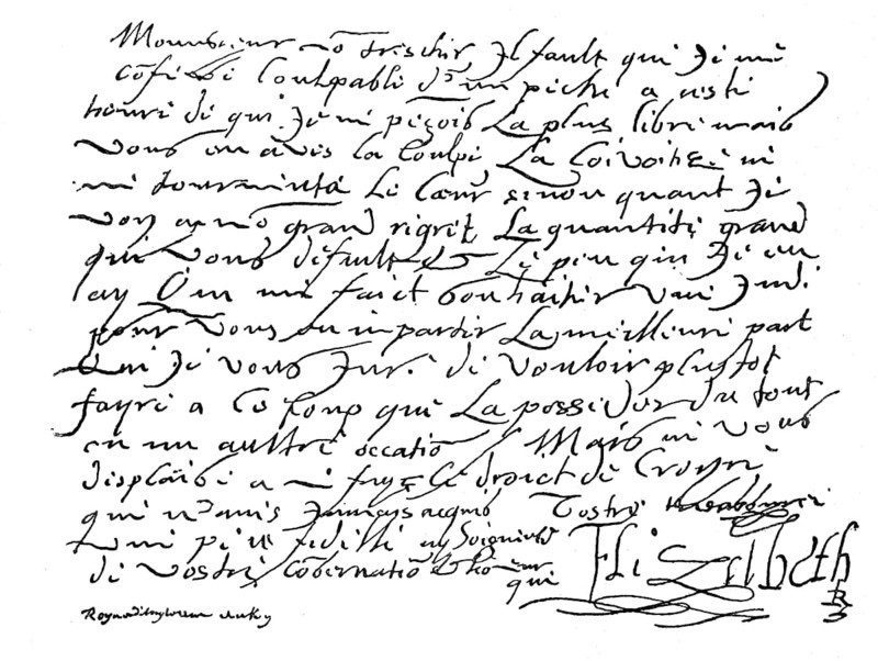 Letter from Queen Elizabeth of England to Henry IV Historic