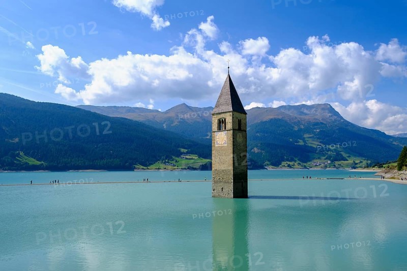 Church tower of Alt-Graun in Reschensee