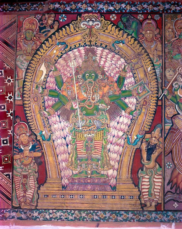 Siva as Aghora Murthy fearsome sixteenth century mural in Ettumanr Siva temple