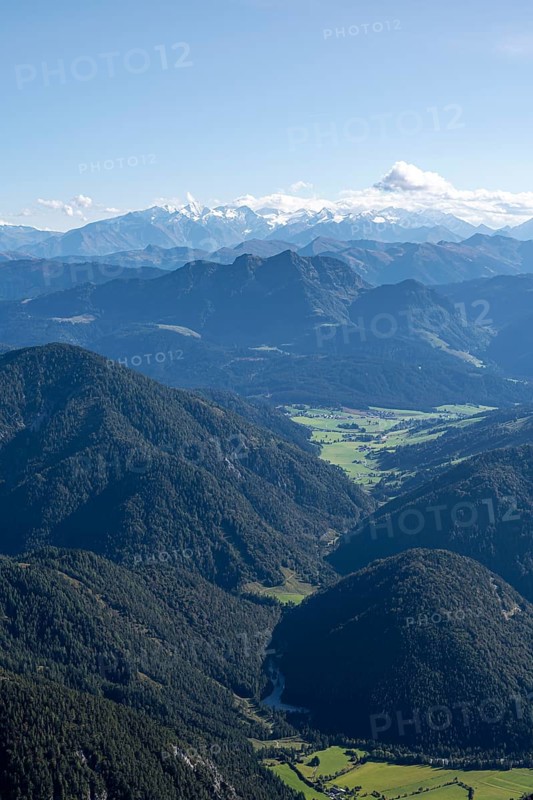 Valleys and forested mountains