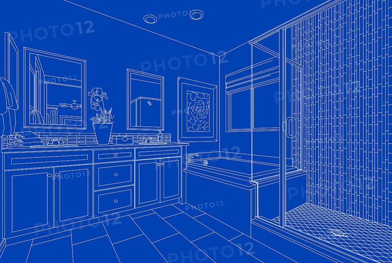 Beautiful custom kitchen blueprint design drawing