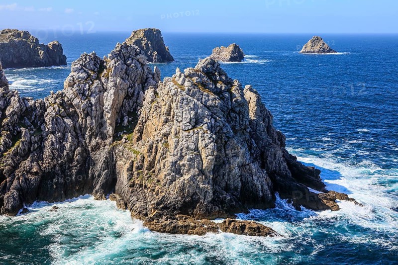View from the Monument Aux Bretons at Pointe de Pen Hir on the rocks Les Tas de Pois