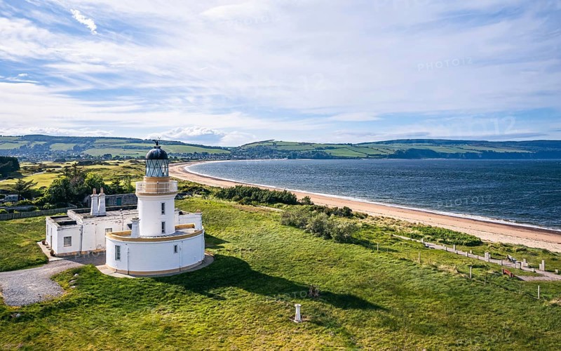 Chanonry Lighthouse on the Black Isle from a drone