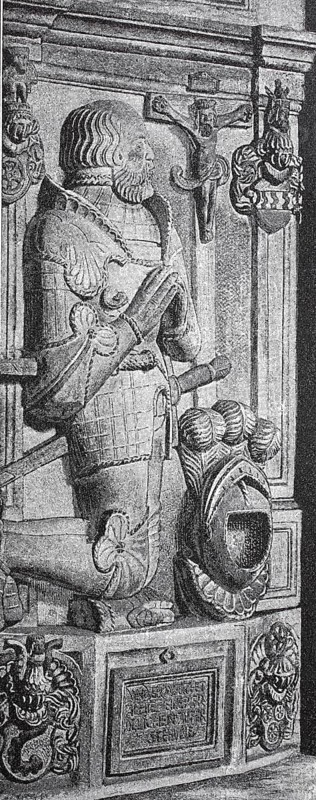 Goetz von Berlichingen relief on his gravestone in Schoenthal Monastery