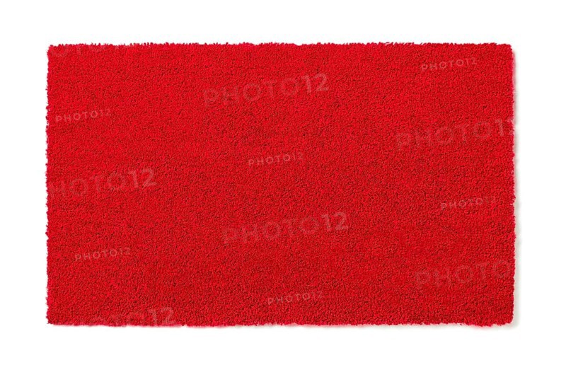 Blank red welcome mat isolated on white background ready for your own text