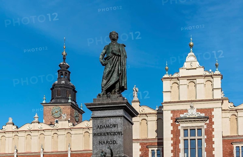 Adam Mickiewicz Monument in front of Sukiennice Cloth Hall