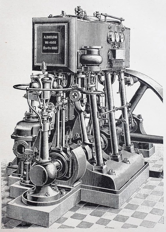 Standing compound steam engine with precision control