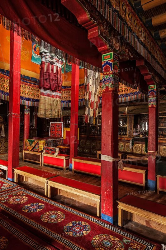 Inside Lamayuru gompa Tibetan Buddhist monastery