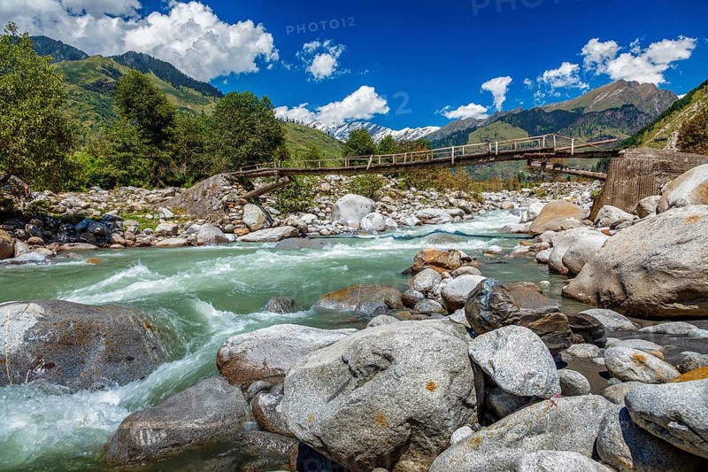 Wooden bridge over Beas River