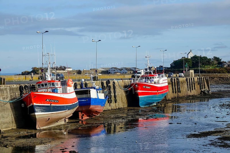 Fishing boat in Roscoff harbour at low tide