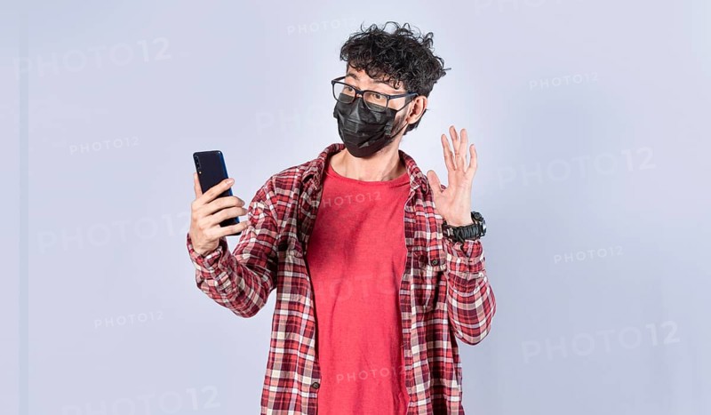 Man making video call isolated