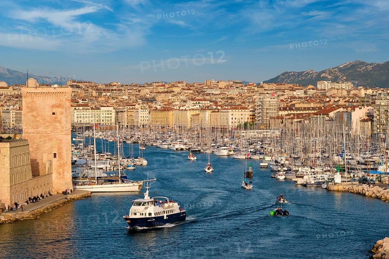 Yachts coming from boat regatta to Marseille Old Port