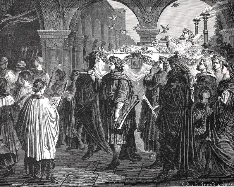 Burial of Walther von der Vogelweide in the Cathedral of Wuerzburg