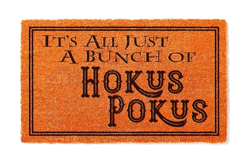It's all A bunch of hokus pokus halloween orange welcome mat isolated on white background