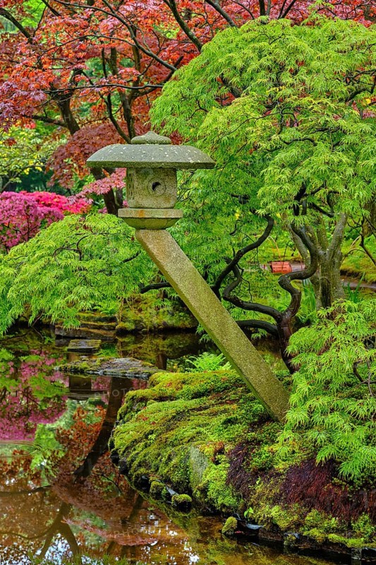 Stone lantern in Japanese garden