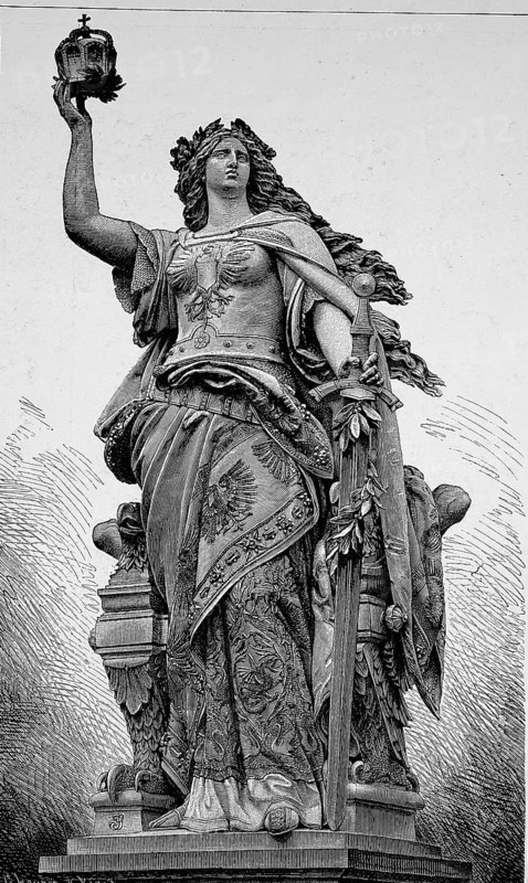 The Niederwald Monument is a monument in the Niederwald Landscape Park near Ruedesheim am Rhein in Hesse