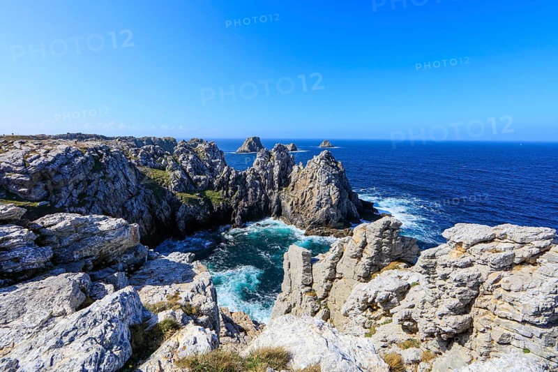 View from the Monument Aux Bretons at Pointe de Pen Hir on the rocks Les Tas de Pois