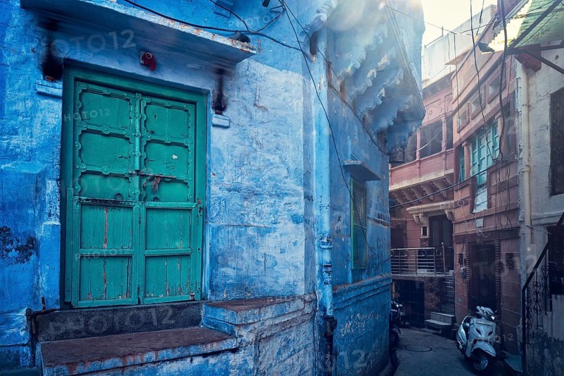 Blue houses in streets of of Jodhpur
