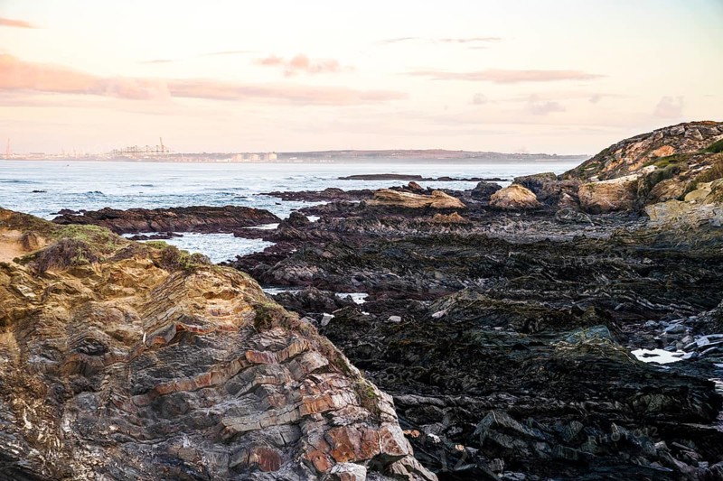 Beautiful landscape and seascape with rock formation in Samoqueira Beach