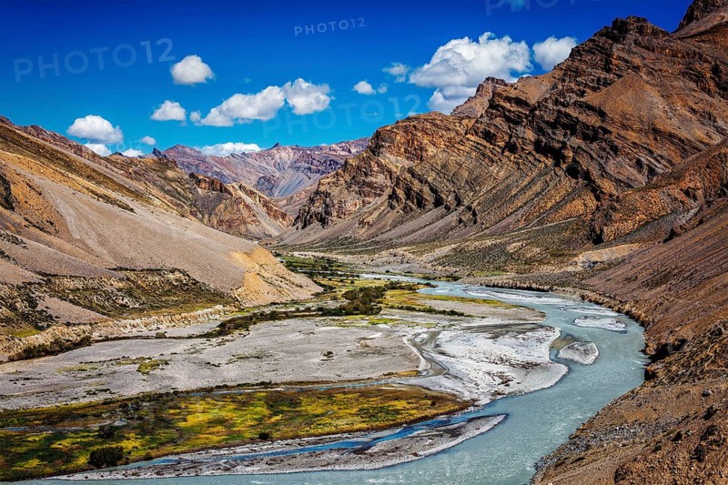 Himalayan landscape in Hiamalayas along Manali-Leh highway. Himachal Pradesh
