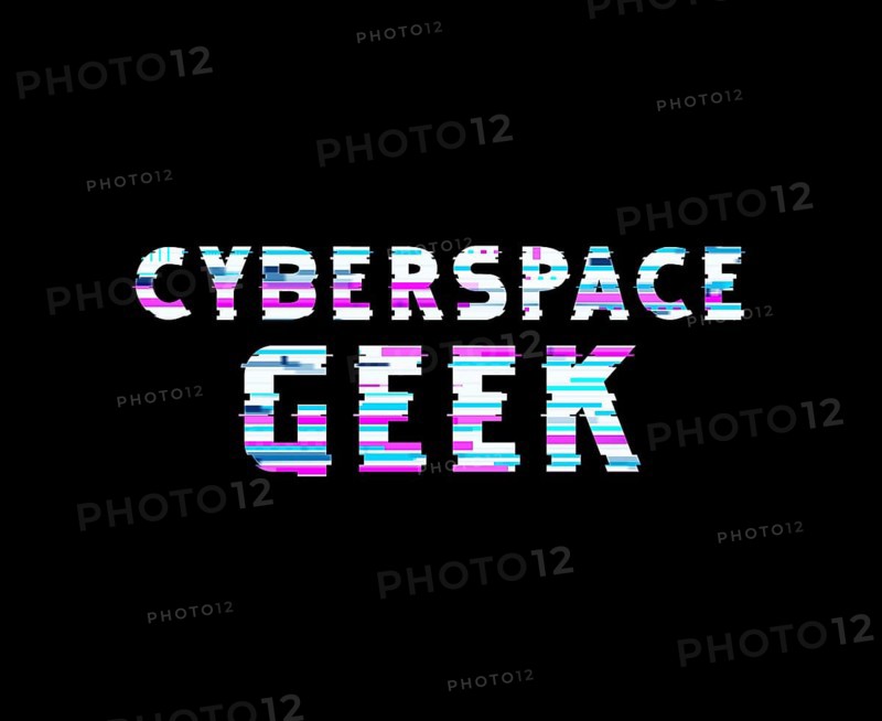Cyberspace Geek text art design for printing. Trendy typography illustration