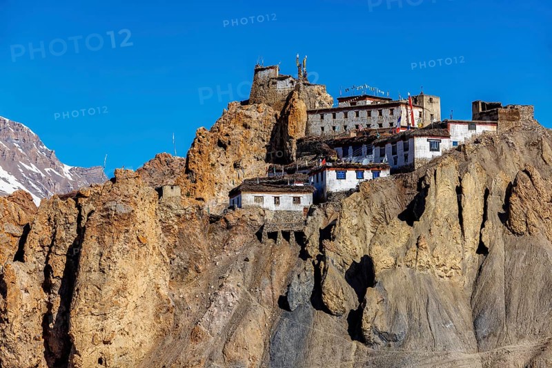 Dhankar Monastery on a cliff in Himalayas