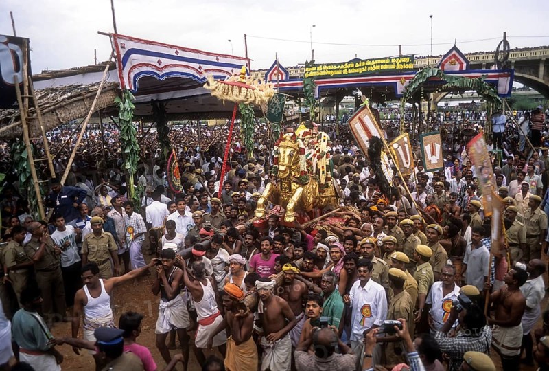 Vishnu mounted on golden horse in Chitra or Chithirai festival