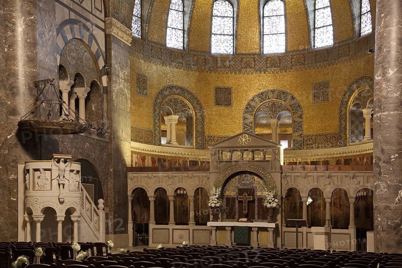 Interior view of Neuromanik Erloeserkirche in Bad Homburg