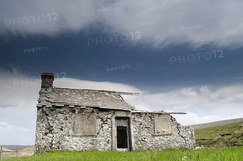 Abandoned shooting gallery on the roadside of the B6255 from Hawes to Ingleton
