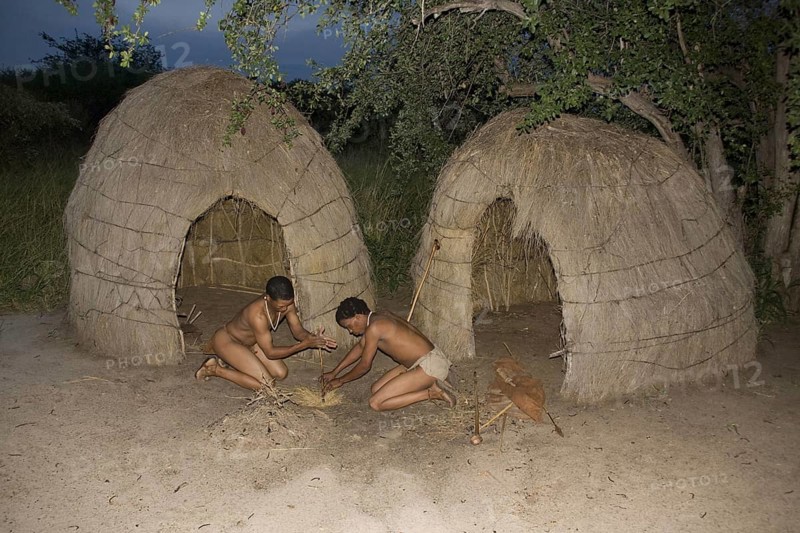The Bushmen are the oldest inhabitants of southern Africa and live in small huts made of grass