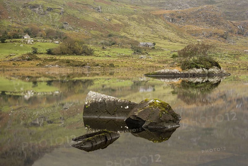 Rocks reflected in lake