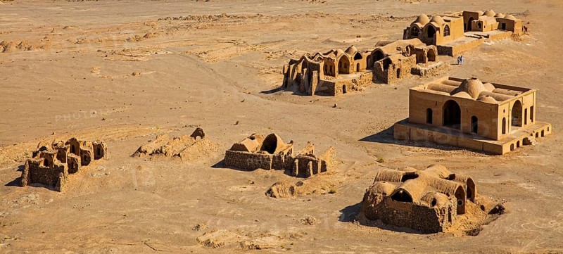 Panoramic view of houses of the dead from the Towers of Silence