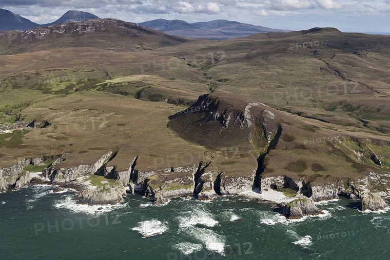 Aerial view of northwest coastline and cliffs
