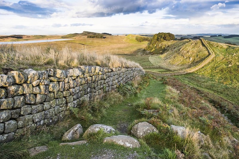 Remains of Roman fortifications on moorland