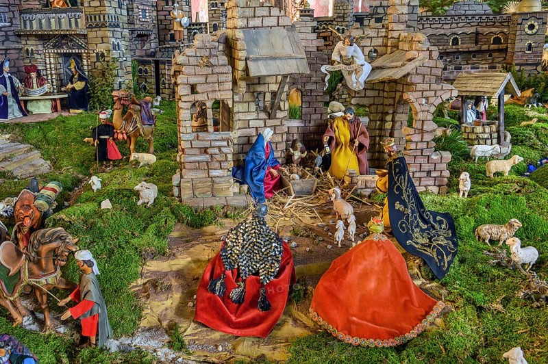 Nativity scene with the three holy kings