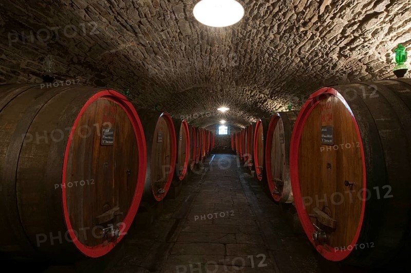 Barrels of Chianti red wine