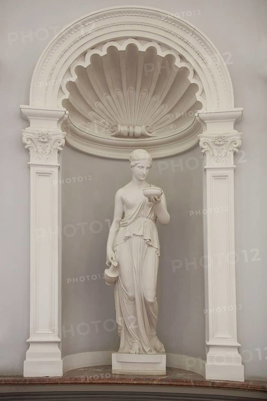 Elegant white figure in the foyer of the Kaiser-Wilhelms Bad in the spa garden