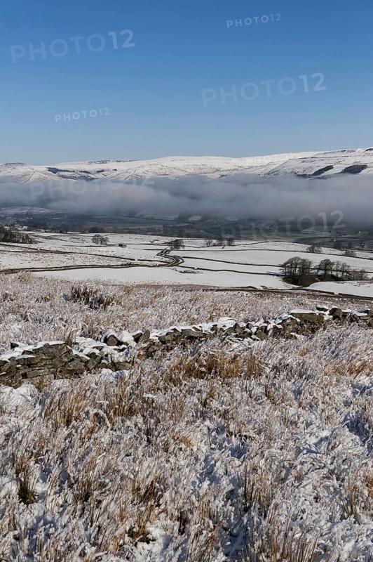 Upper Wensleydale near Hawes is snow-capped and overlooks Abbotside. North Yorkshire