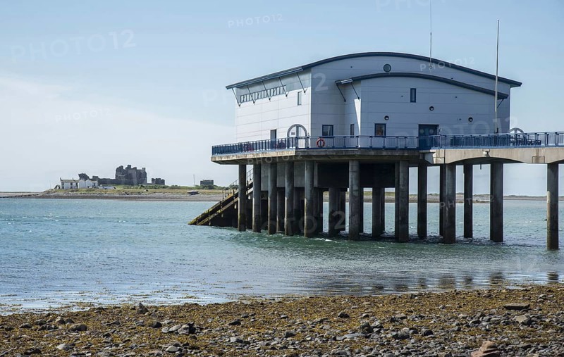 View of RNLI lifeboat station overlooking Piel Channel and Piel Island